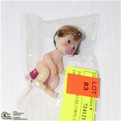 1960'S HAND BLOWN GLASS BABY ON TOILET