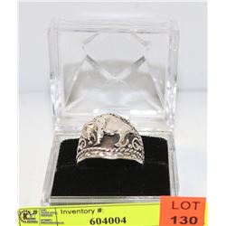 STERLING SILVER BUFFALO MENS RING SIZE 10