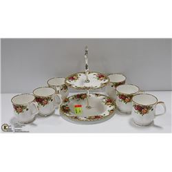 OLD COUNTRY ROSES 6PC COFFEE CUP SET WITH DOUBLE