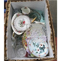 BOX OF ESTATE CUT GLASS AND COLLECTOR PLATES
