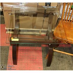 WOOD & GLASS TOP SIDE TABLE 24 X 24 X 22