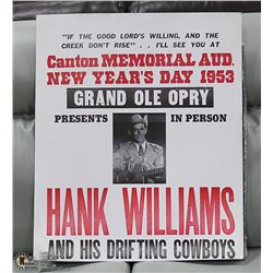 NASHVILLE POSTER - HANK WILLIAMS 22 X 26