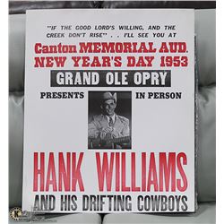 NASHVILLE POSTER - HANK WILLIAMS 22 X 26
