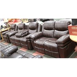 NEW NORWICH BROWN LEATHERETTE DROP DOWN CONSOLE