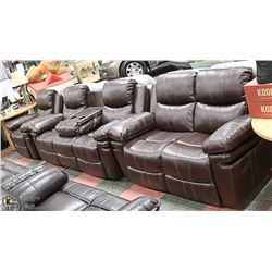 NEW NORWICH BROWN LEATHERETTE DROP DOWN CONSOLE