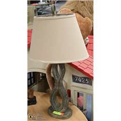 TABLE LAMP- FAUX WOOD FIGURE 8 SHAPE 31 INCH TALL