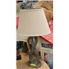 Image 1 : TABLE LAMP- FAUX WOOD FIGURE 8 SHAPE 31 INCH TALL