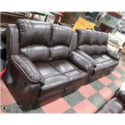 NEW MUNICH BROWN LEATHERETTE RECLINING SOFA WITH