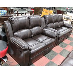 NEW MUNICH BROWN LEATHERETTE RECLINING SOFA WITH