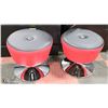 Image 1 : PLUSH ONE BUTTON RED AND BLACK STOOLS 20W X 18H