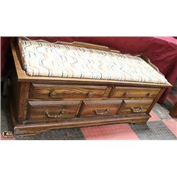 MID-CENTURY MODERN HOPE CHEST WITH FABRIC SEAT