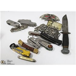 FLAT OF KNIVES AND BELT BUCKLES