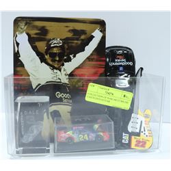 COLLECTION OF NASCAR ITEMS DIE CASTS DVD GUITAR