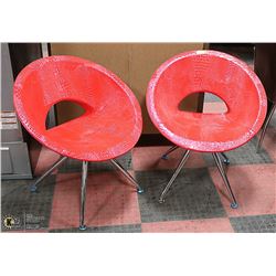 2 NEW RED LEATHER LOOK DESIGNER CHAIRS