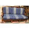 Image 1 : VINTAGE WOOD SOFA WITH REUPHOLSTERED CHUSHIONS
