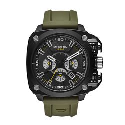 NEW DIESEL TRIPLE CHRONO GREEN SILICONE STRAP $395