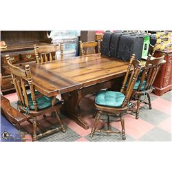 VINTAGE WOOD DINNING SET INCLUDES WOOD TABLE