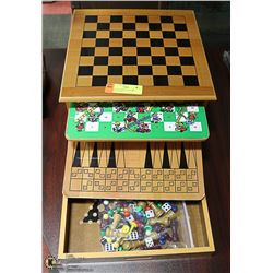 WOOD MULTI BOARD GAMES TOWER SLIDES