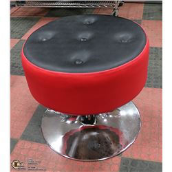 PLUSH RED AND BLACK STOOL