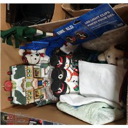 BOX OF CHRISTMAS ITEMS INCL. LIGHTED