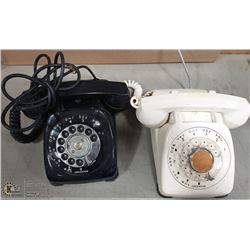 LOT OF 2 VINTAGE ROTARY PHONES BLACK & WHITE