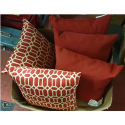 BOX OF 5 NEW DECORATIVE THROW CUSHIONS,