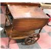 Image 1 : ANTIQUE MAHOGANY DROP LEAF TEA CART / TROLLEY
