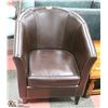 Image 1 : ARM CHAIR- BROWN FAUX LEATHER