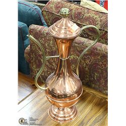 VINTAGE COPPER TEA POT WITH LID 24 IN TALL