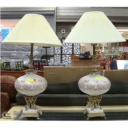 SET OF TWO VINTAGE HAND PAINTED GLOBE