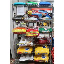 RACK WITH 16 BAGS OF ASSORTED RANDOM FLAVOUR DOG