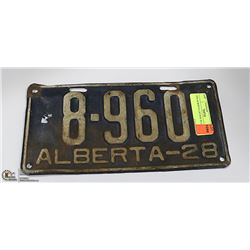 1928 ALBERTA LICENSE PLATE