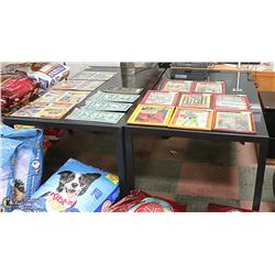 LOT OF 2 BLACK METAL GLASS TOP TABLES 55 X 32 X 30