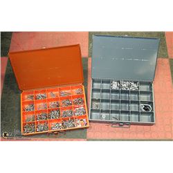 2 METAL BIN ORGANISERS WITH CONENTS