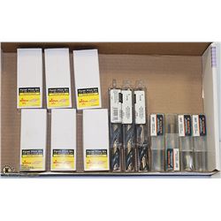 BOX WITH NEW  ROUTER BITS , DRILL BITS,AND TAPS