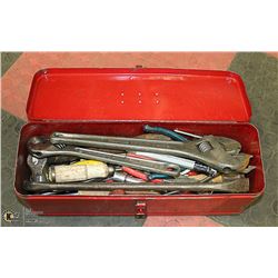 VINTAGE METAL TOOLBOX WITH CONTENTS