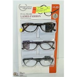 LDS DESIGN OPTICS F. GRANT READING GLASSES +1.25