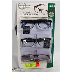 LDS DESIGN OPTICS F. GRANT READING GLASSES +2.00