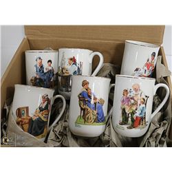SET OF 6 1982 NORMAN ROCKWELL COFFEE MUGS WITH