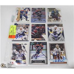 SET OF 9 AUTOGRAPHED OILERS HOCKEY CARDS