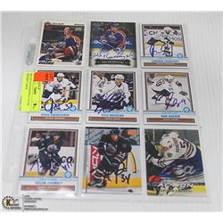 SET OF 9 AUTOGRAPHED OILERS HOCKEY CARDS
