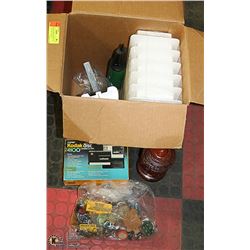 BOX OF WOOD CARVING,MANUAL AIR PUMP, ANTIQUE METAL