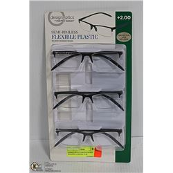 DESIGN OPTICS FOSTER GRANT READING GLASSES +2.00
