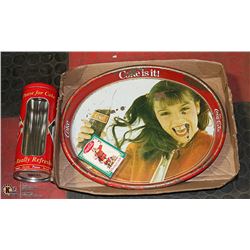 VINTAGE COKE TRAY,STRAW HOLDER & DECK OF CARDS