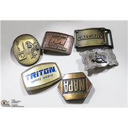 BOX W/ 6 VINTAGE BELT BUCKLES