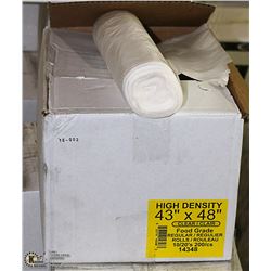 CASE OF 200 - 43 X 48 CLEAR GARBAGE BAGS