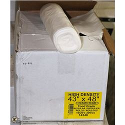 CASE OF 200 - 43 X 48 CLEAR GARBAGE BAGS
