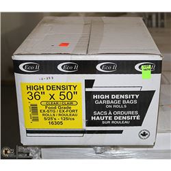 CASE OF 125 - 36 X 50 CLEAR FOOD GRADE BAGS