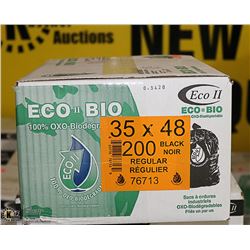 CASE OF 200 - 35 X 48 REGULAR BLACK GARBAGE BAGS