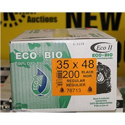 CASE OF 200 - 35 X 48 REGULAR BLACK GARBAGE BAGS